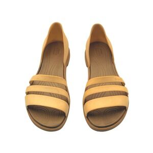 Crocs Tulum Strappy Sandals Womens 6 Marigold Yellow Comfort Slide